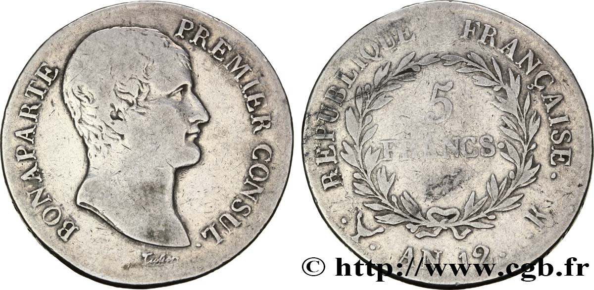 5 francs Bonaparte Premier Consul 1804 Bordeaux F.301/17 TB15 