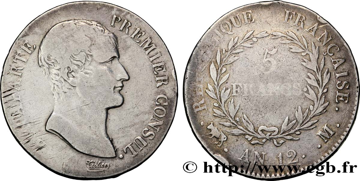5 francs Bonaparte Premier Consul 1804 Toulouse F.301/20 B13 
