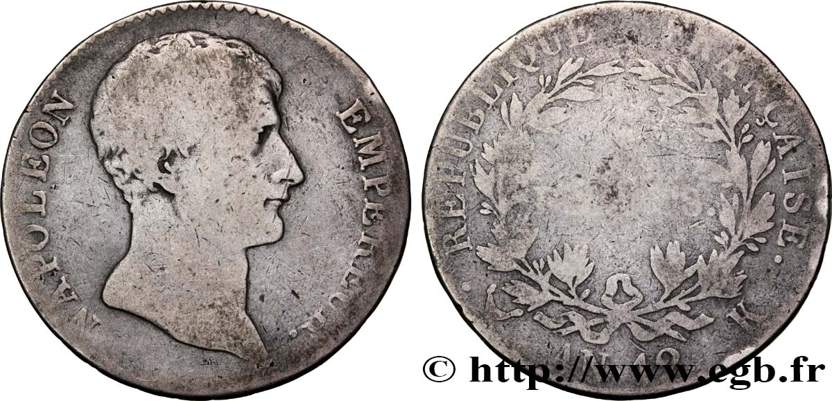 5 francs Napoléon Empereur, type intermédiaire 1804 Bordeaux F.302/6 B8 