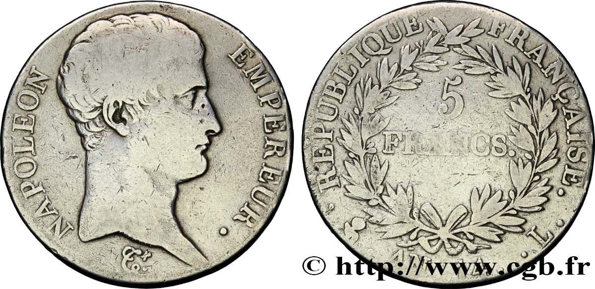 5 francs Napoléon Empereur, Calendrier révolutionnaire 1805 Bayonne F.303/25 F15 