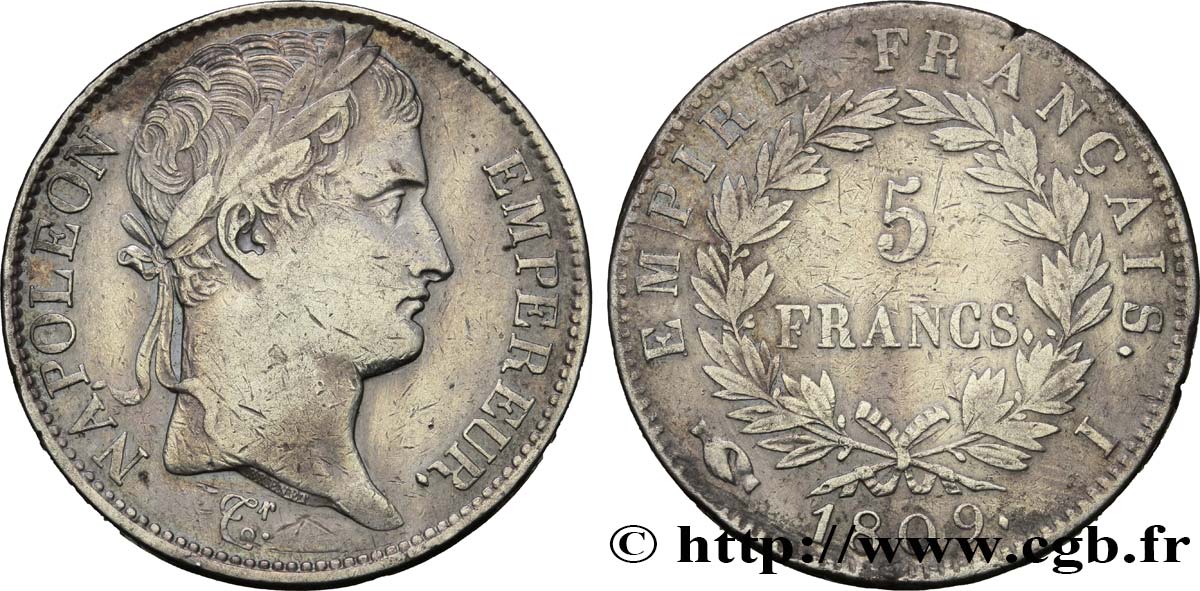 5 francs Napoléon Empereur, Empire français 1809 Limoges F.307/6 TTB40 