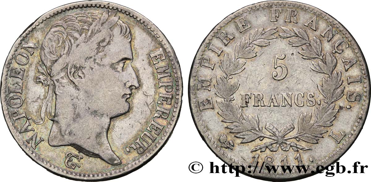 5 francs Napoléon Empereur, Empire français 1811 Bayonne F.307/34 TB28 