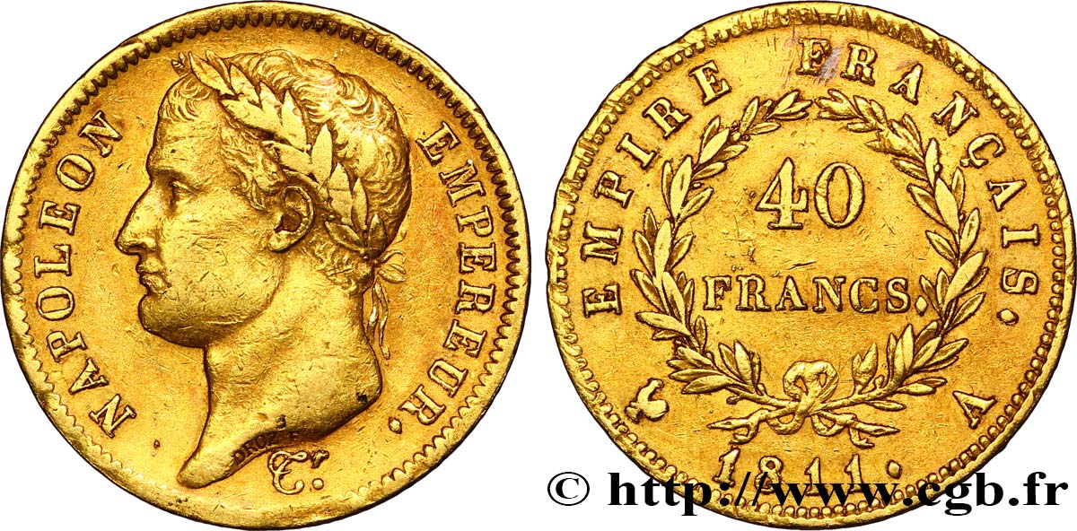 40 francs or Napoléon tête laurée, Empire français 1811 Paris F.541/6 TTB42 
