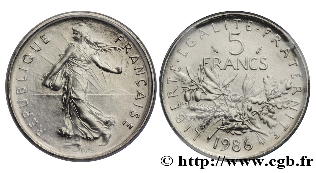 5 francs Semeuse, nickel 1986 Pessac F.341/18 ST68 