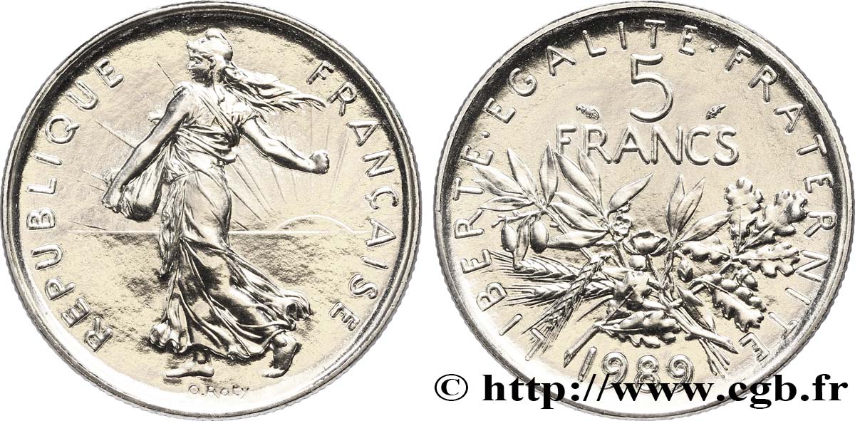 5 francs Semeuse, nickel 1989 Pessac F.341/21 ST68 