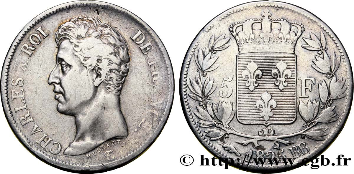 5 francs Charles X, 1er type 1825 Strasbourg F.310/5 BC25 