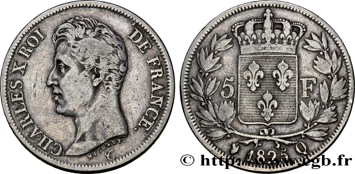 5 francs Charles X, 1er type 1825 Perpignan F.310/13 S28 