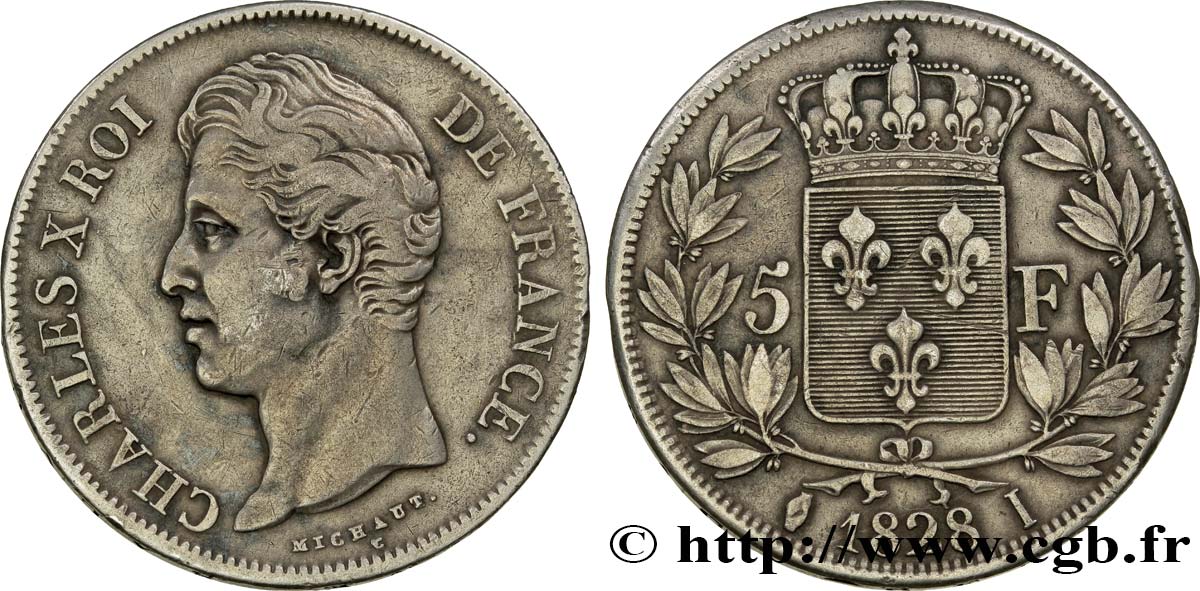 5 francs Charles X, 2e type 1828 Limoges F.311/19 MBC40 