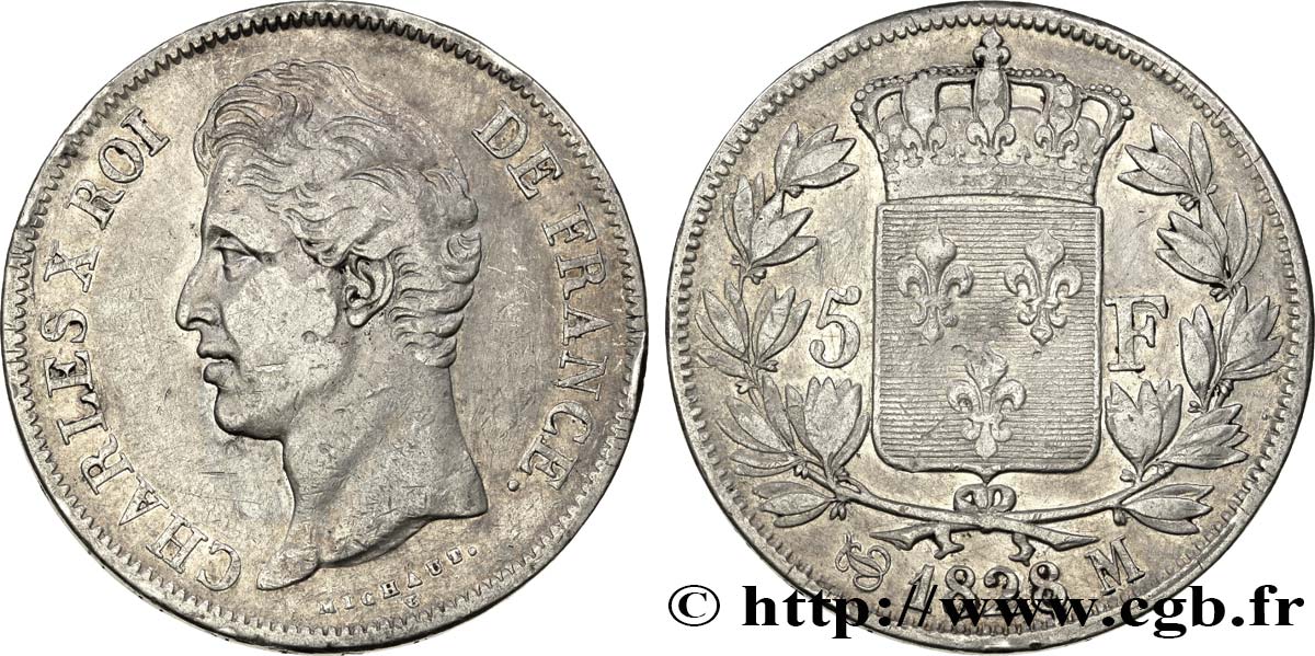 5 francs Charles X, 2e type 1828 Toulouse F.311/22 S35 