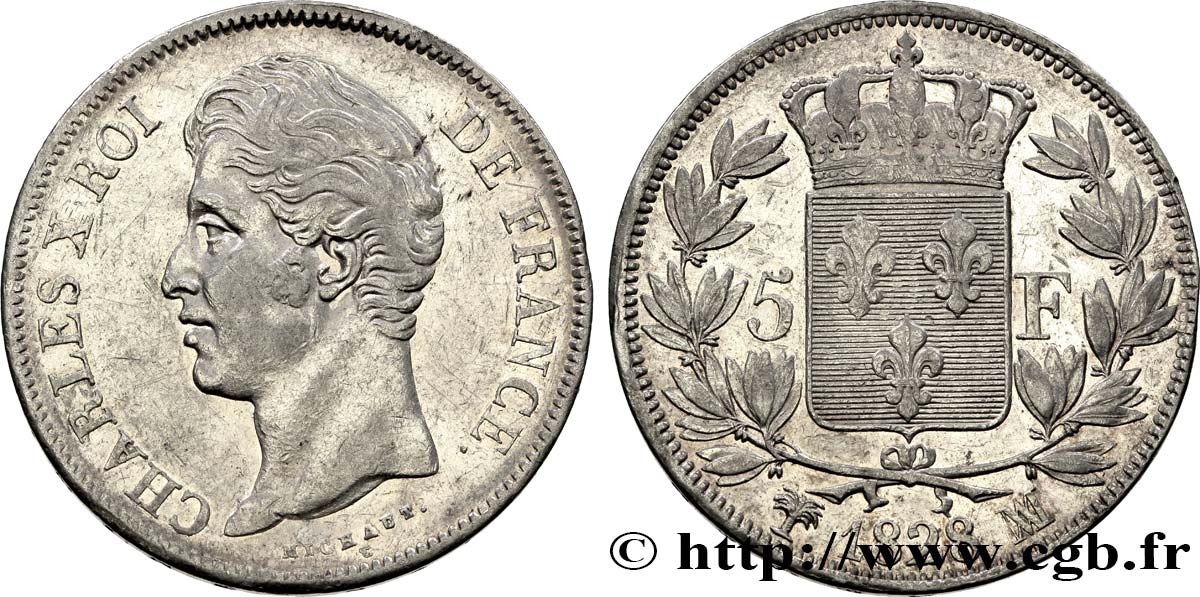 5 francs Charles X, 2e type 1828 Marseille F.311/23 MBC45 