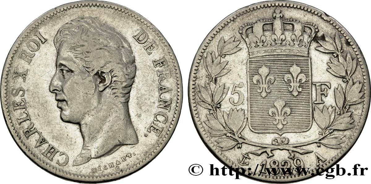 5 francs Charles X, 2e type 1829 Paris F.311/27 S30 