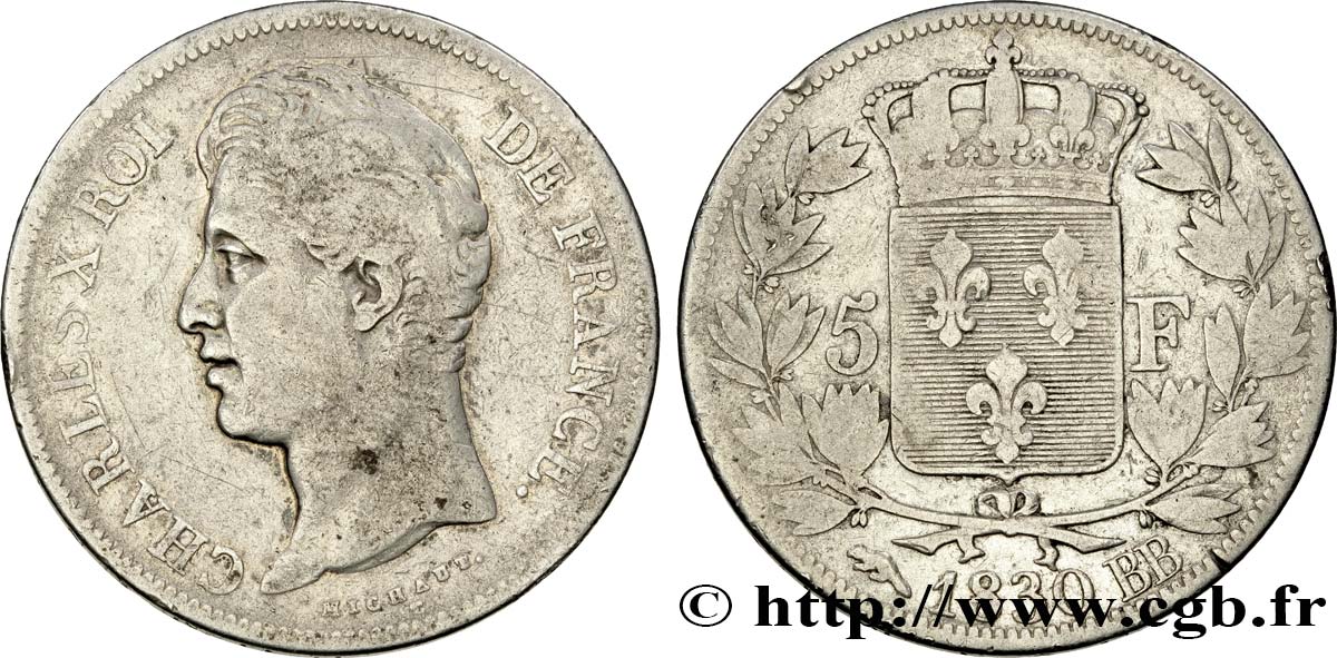 5 francs Charles X, 2e type 1830 Strasbourg F.311/42 TB15 