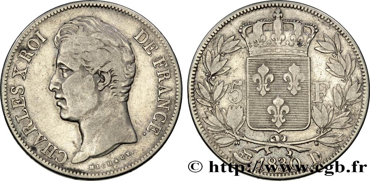5 francs Charles X, 2e type 1830 Lyon F.311/43 MB28 
