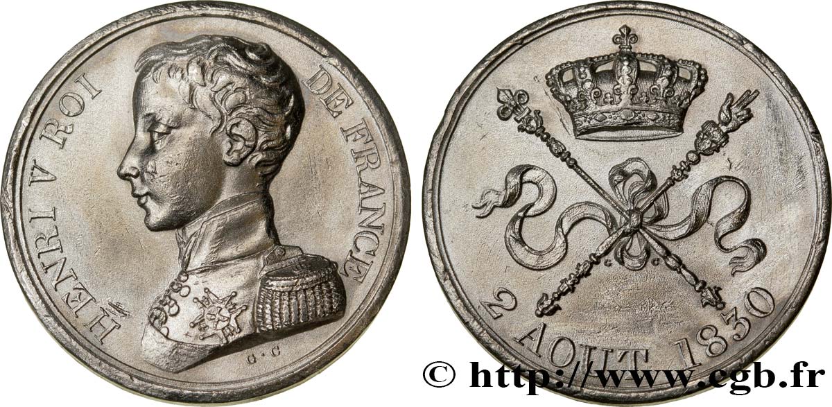 Module de 5 francs pour l’avènement d’Henri V 1830  VG.2688  SPL60 