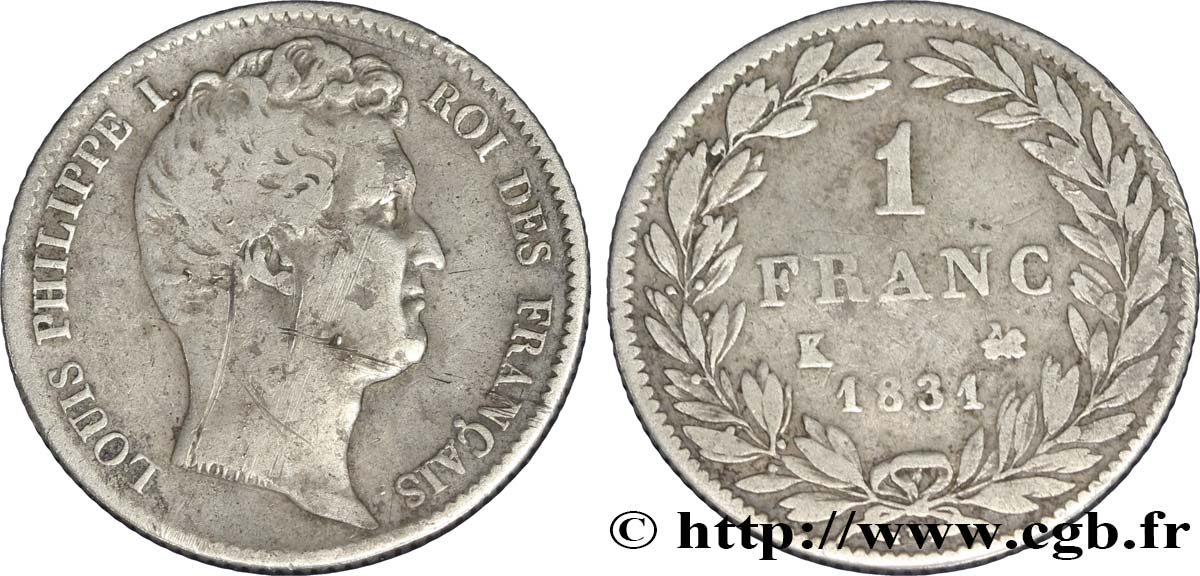 1 franc Louis-Philippe, tête nue 1831 Bordeaux F.209/7 TB23 