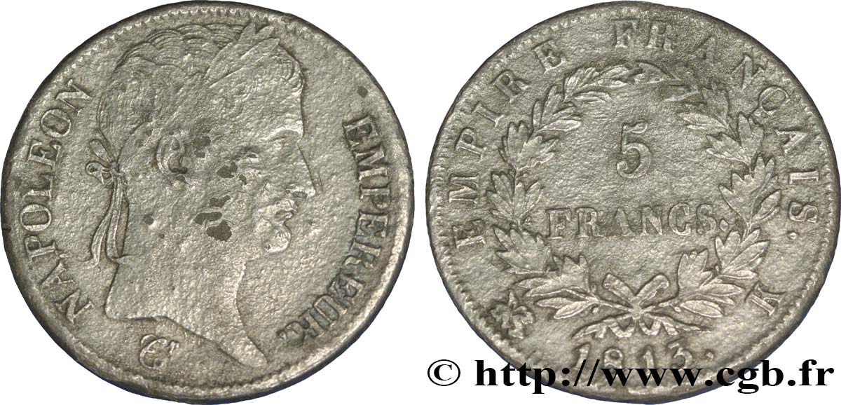 Faux de 5 francs Napoléon Empereur, Empire français 1813 Bordeaux F.307/66 MB20 