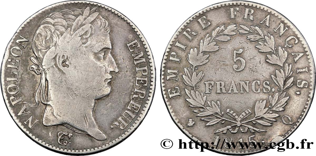 5 francs Napoléon Empereur, Cent-Jours 1815 Perpignan F.307A/8 BC22 