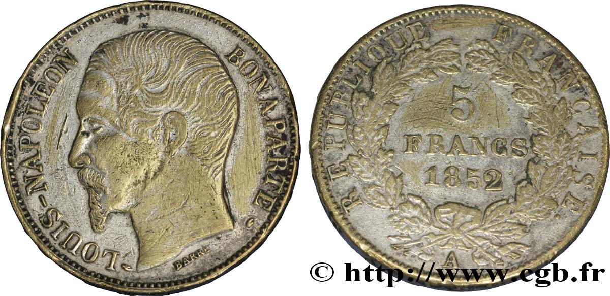 Faux de 5 francs Louis-Napoléon, 2ème type 1852 Paris F.329/2 XF45 