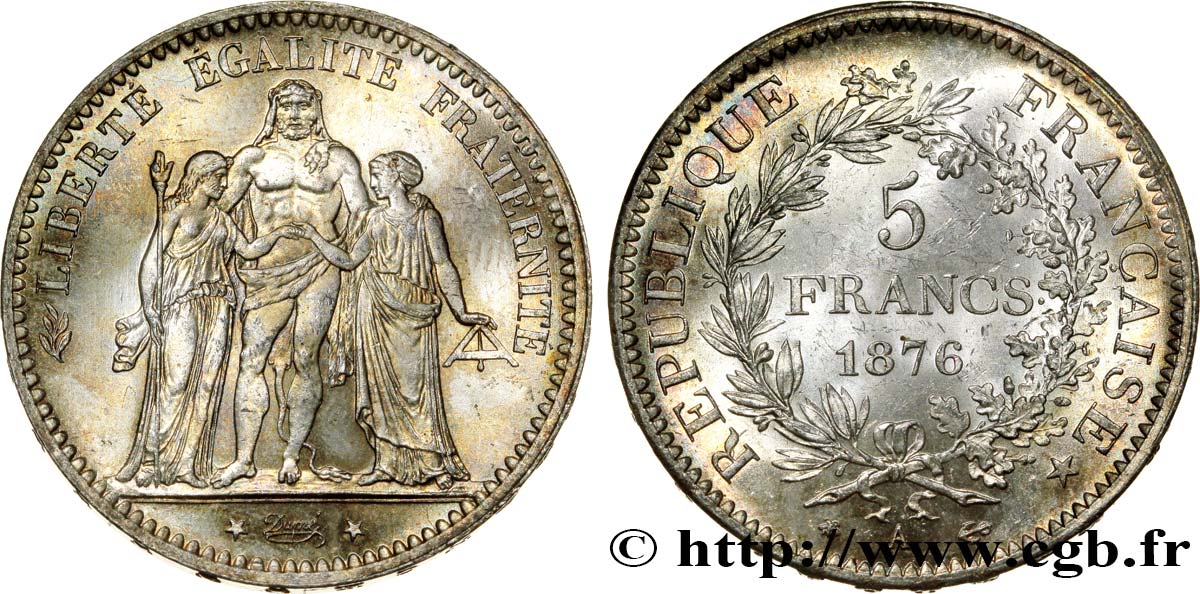 5 francs Hercule 1876 Paris F.334/17 SC63 