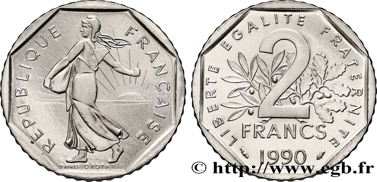 2 francs Semeuse, nickel 1990 Pessac F.272/14 FDC65 