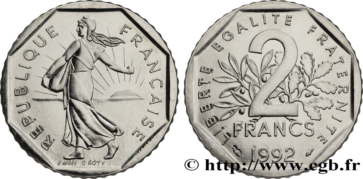 2 francs Semeuse, nickel, frappe médaille 1992 Pessac F.272/18 MS68 