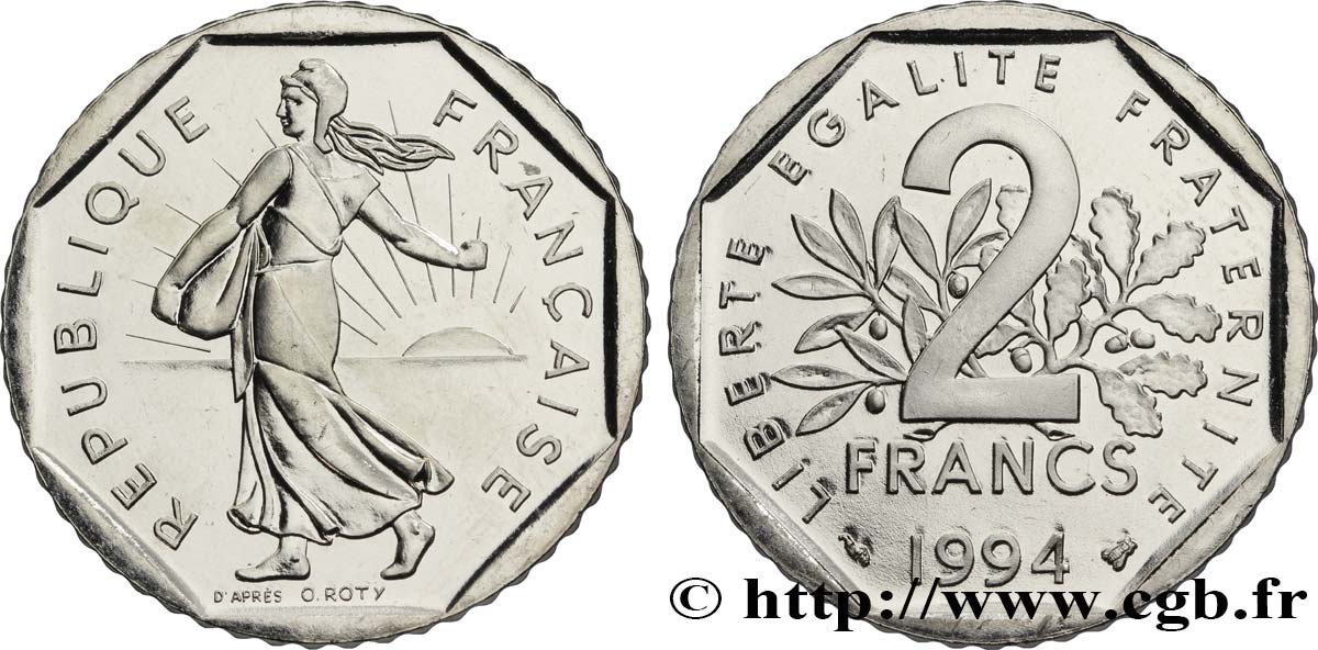 2 francs Semeuse, nickel, différent abeille 1994 Pessac F.272/22 FDC68 