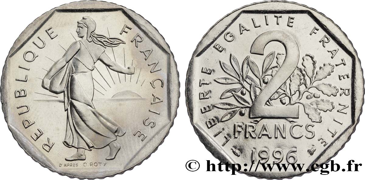 2 francs Semeuse, nickel, BU (Brillant Universel)  1996 Pessac F.272/24 FDC68 