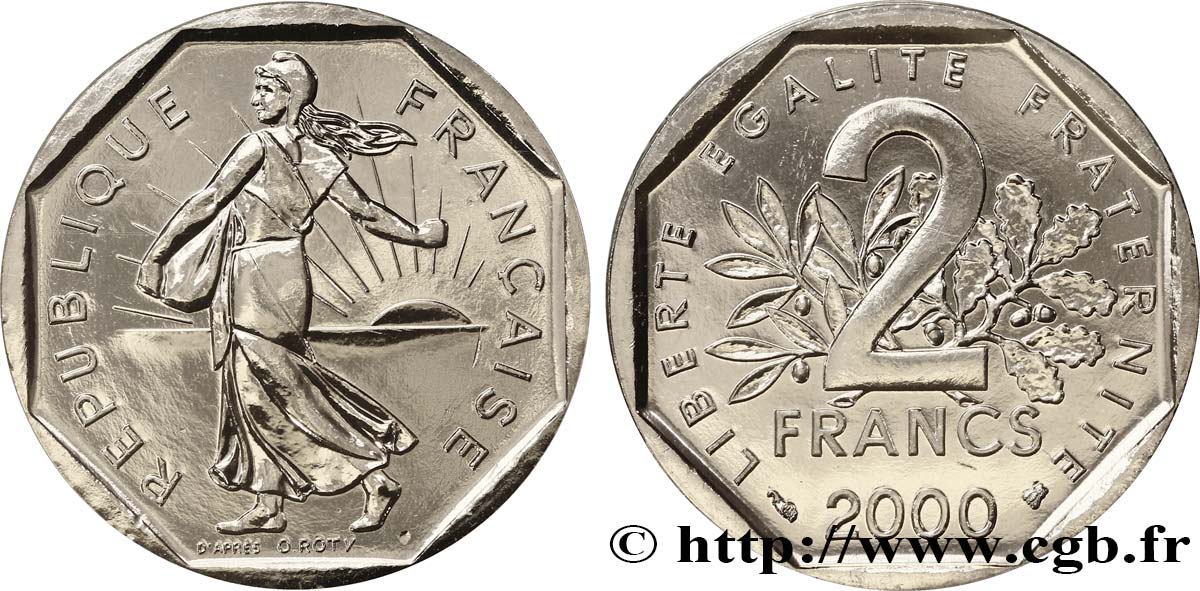 2 francs Semeuse, nickel 2000 Pessac F.272/28 MS68 