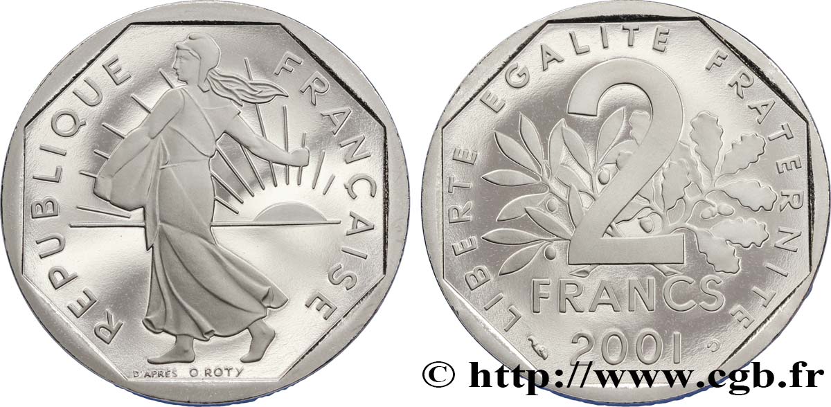2 francs Semeuse, nickel, BE (Belle Épreuve) 2001 Pessac F.272/29 var. ST67 