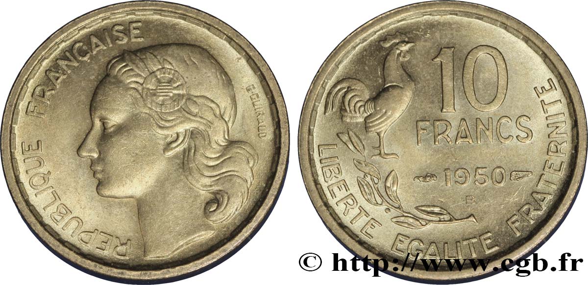 10 francs Guiraud 1950 Beaumont-Le-Roger F.363/3 MS65 