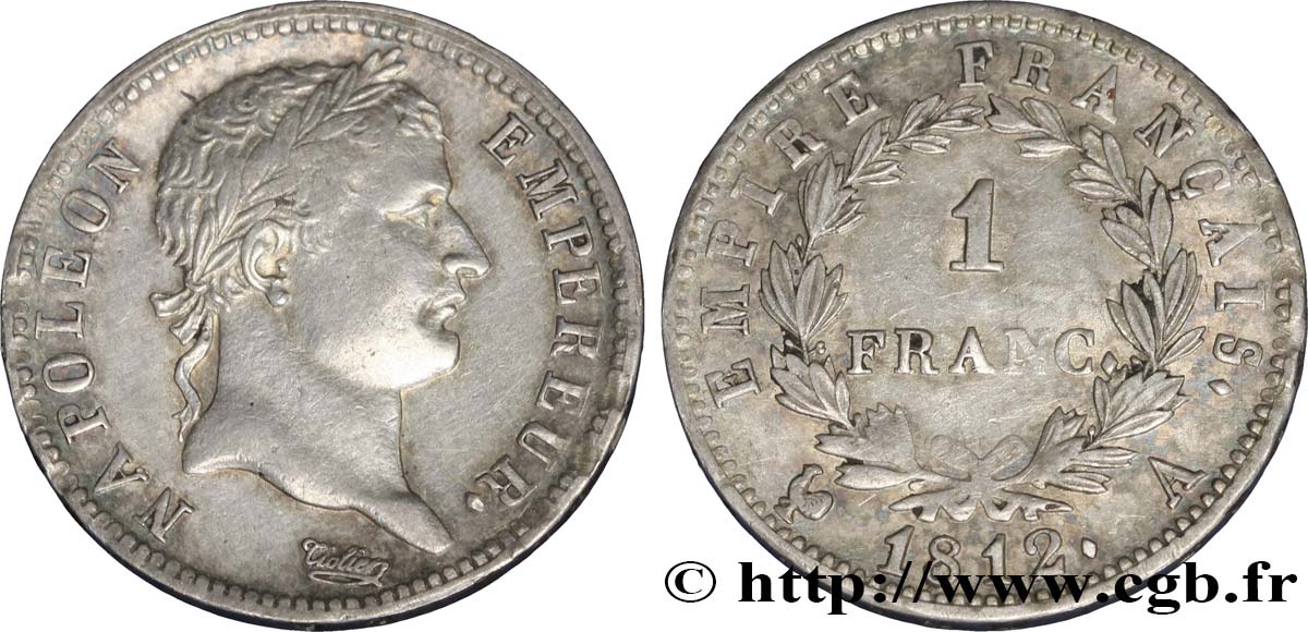 1 franc Napoléon Ier tête laurée, Empire français 1812 Paris F.205/42 BB48 