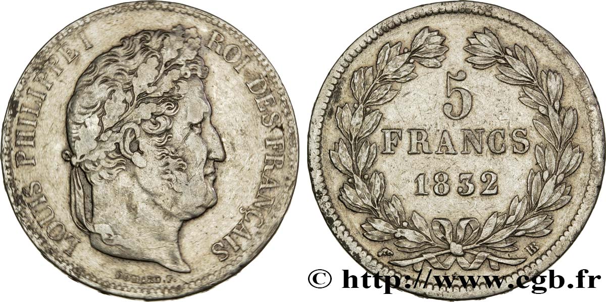 5 francs IIe type Domard 1832 Strasbourg F.324/3 XF42 