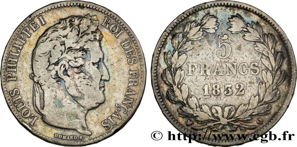 5 francs IIe type Domard 1832 Perpignan F.324/11 TB18 