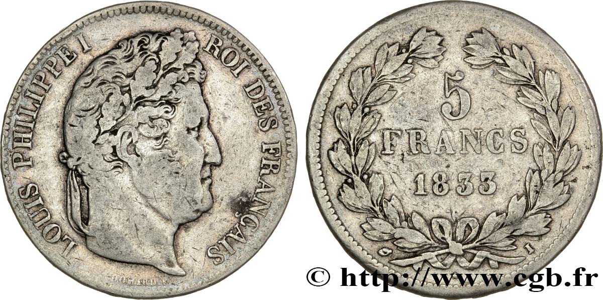 5 francs IIe type Domard 1833 Limoges F.324/20 S20 