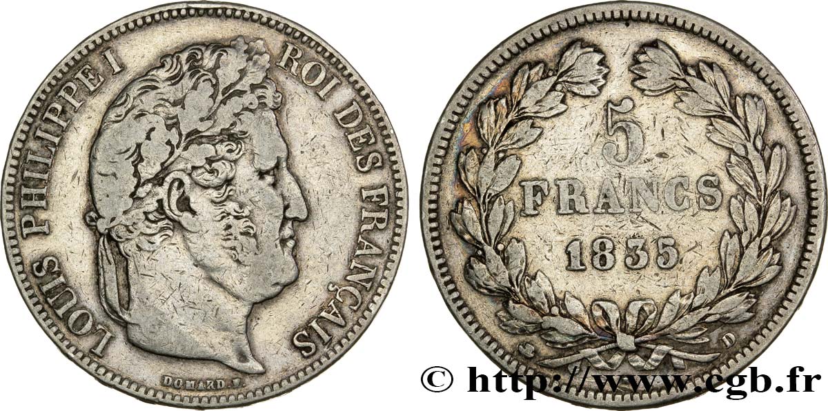 5 francs IIe type Domard 1835 Lyon F.324/45 VF30 