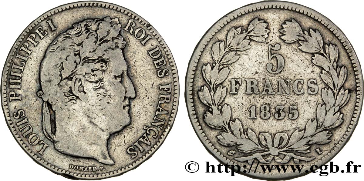 5 francs IIe type Domard 1835 Limoges F.324/47 MB25 