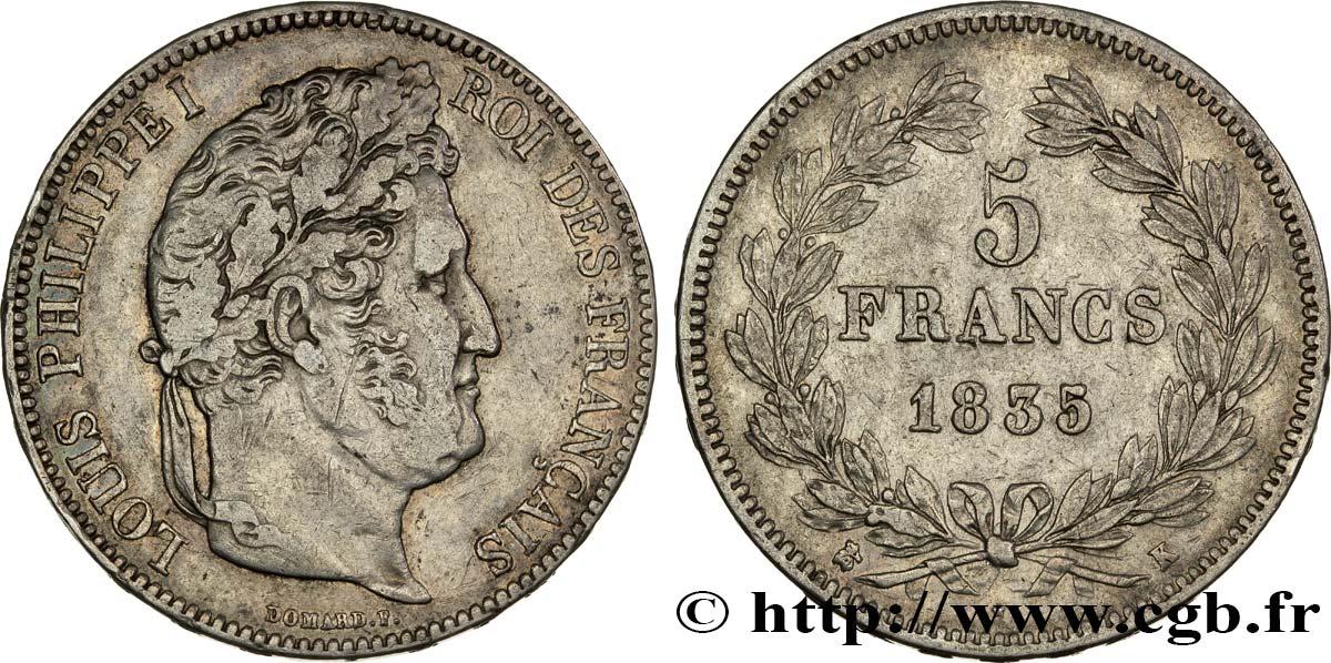 5 francs IIe type Domard 1835 Bordeaux F.324/48 TB30 