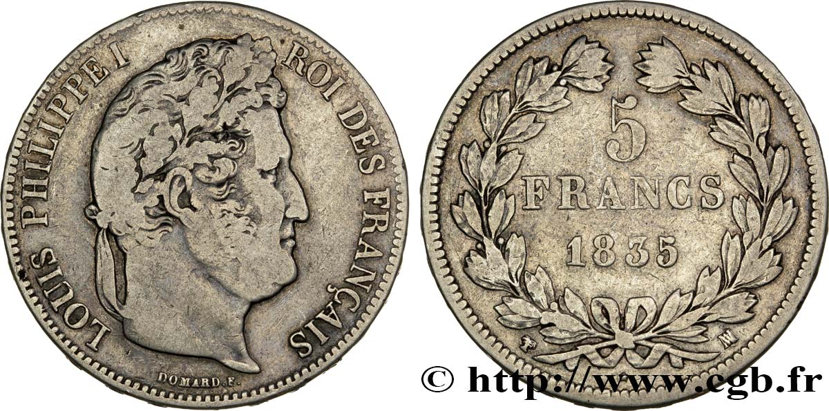 5 francs IIe type Domard 1835 Marseille F.324/50 TB25 