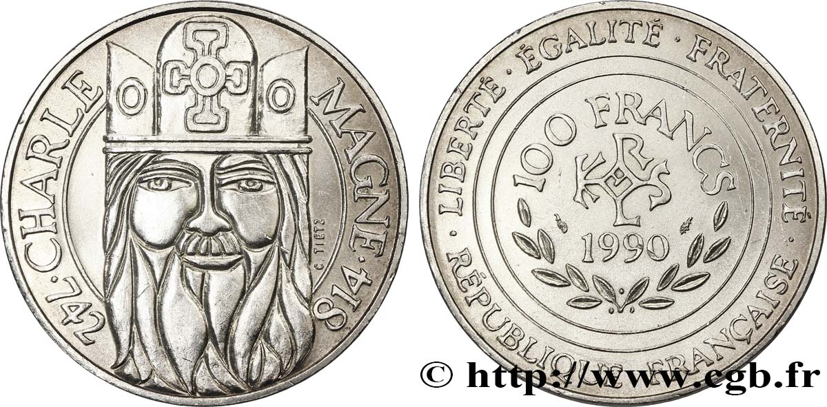 100 francs Charlemagne 1990  F.458/2 MS60 