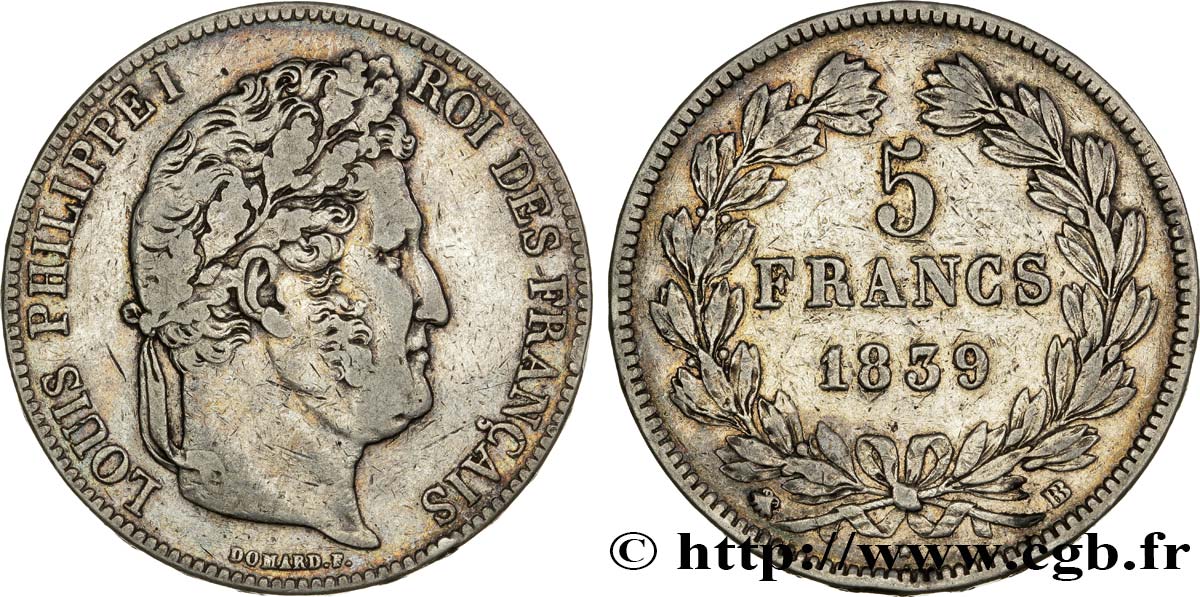 5 francs IIe type Domard 1839 Strasbourg F.324/77 BC30 