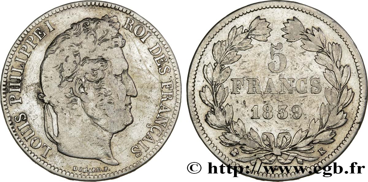 5 francs IIe type Domard 1839 Bordeaux F.324/80 S15 