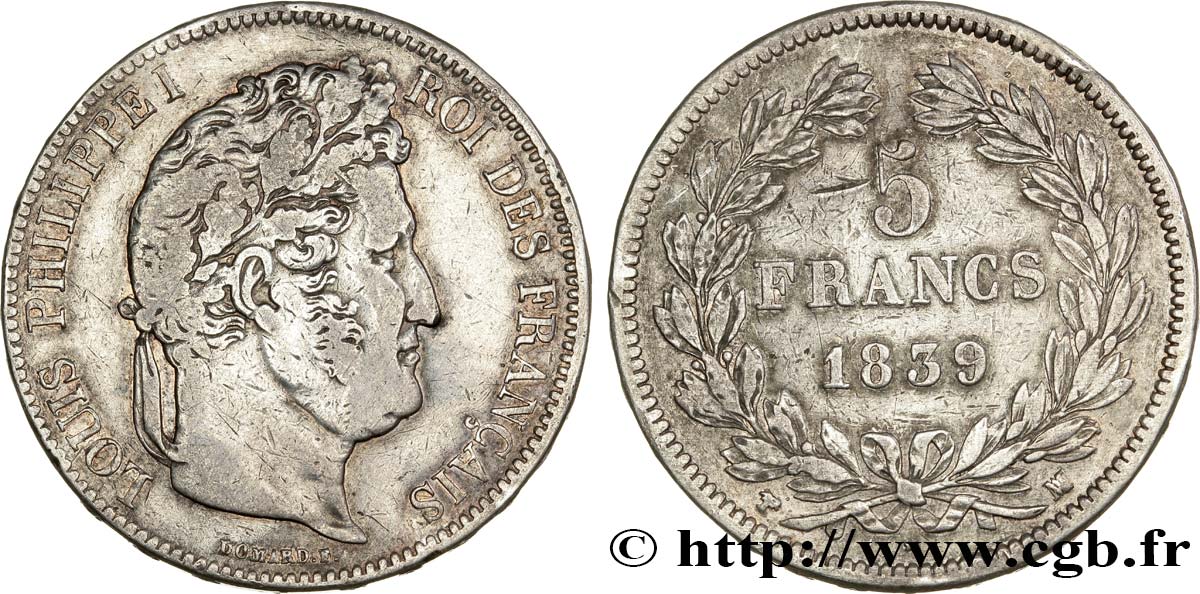5 francs IIe type Domard 1839 Marseille F.324/81 TB30 