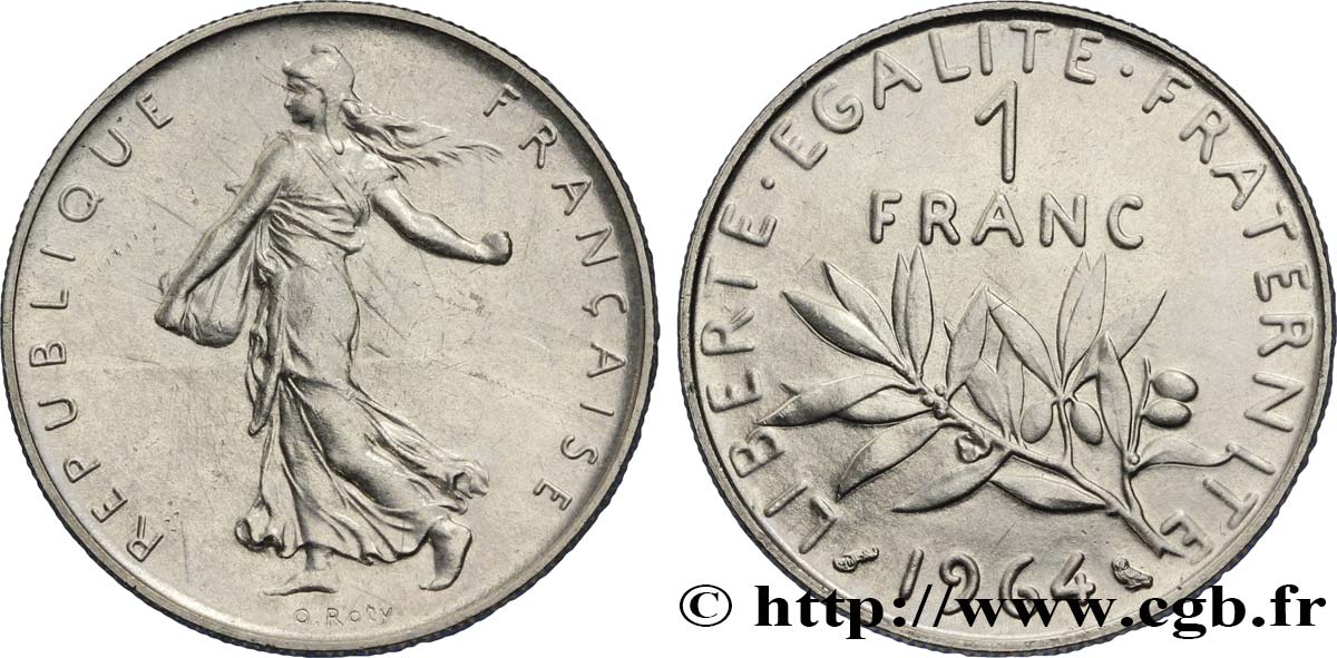 1 franc Semeuse, nickel 1964 Paris F.226/8 MS63 