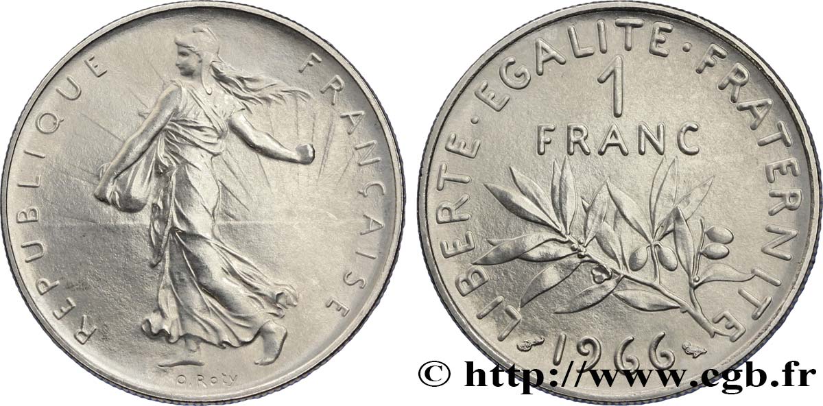1 franc Semeuse, nickel 1966 Paris F.226/11 MS65 