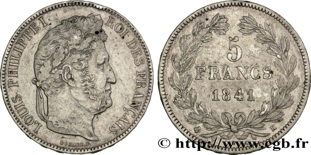 5 francs IIe type Domard 1841 Bordeaux F.324/93 XF45 