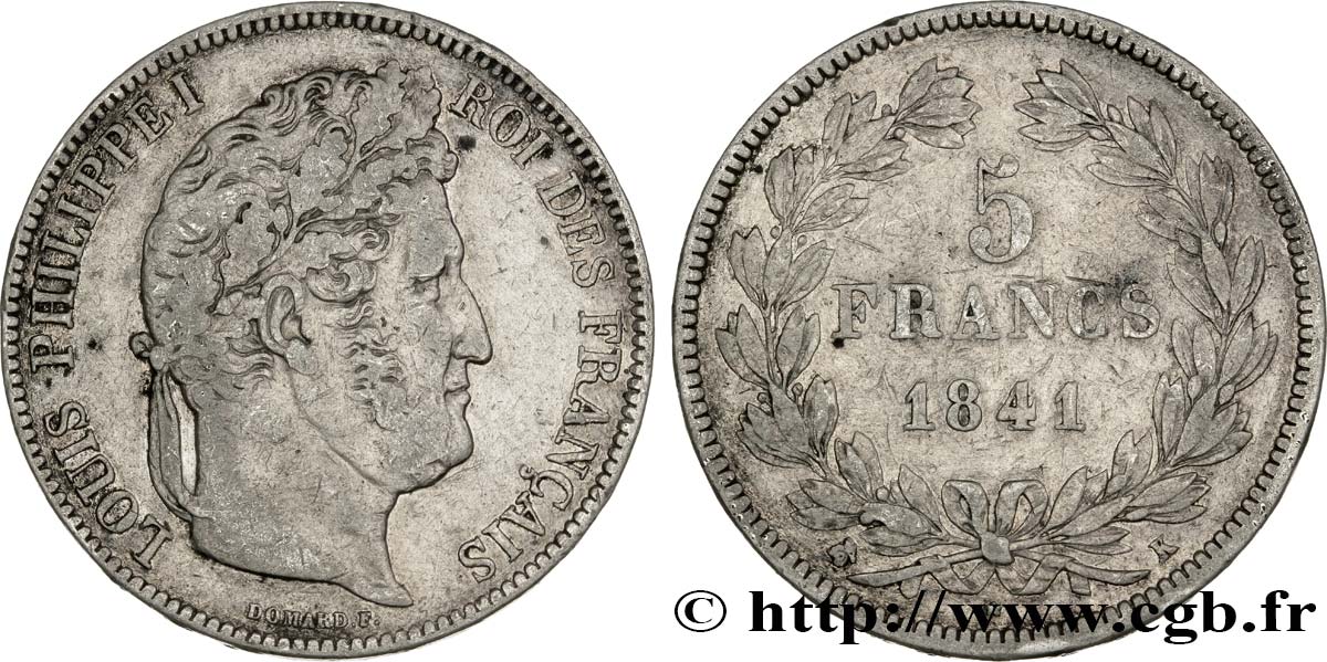 5 francs IIe type Domard 1841 Bordeaux F.324/93 SS40 