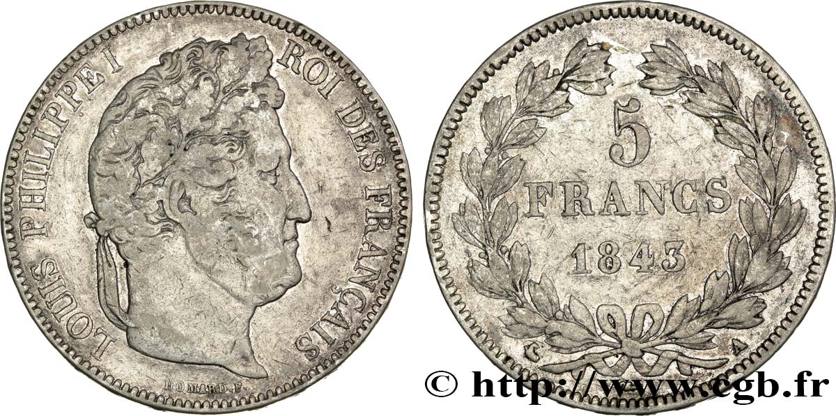 5 francs IIe type Domard 1843 Paris F.324/100 S25 