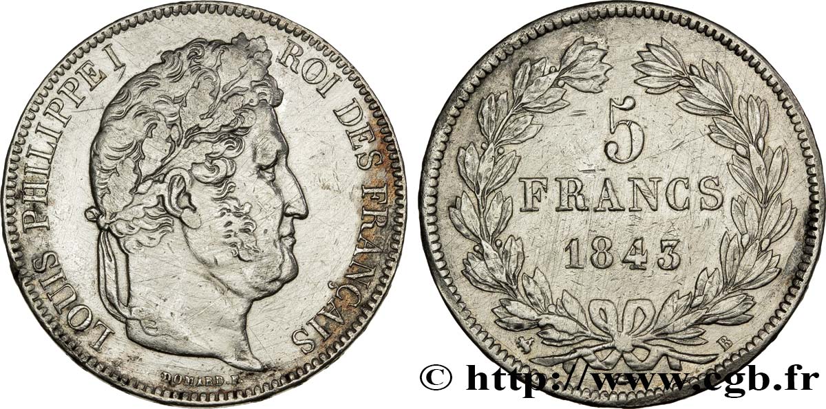 5 francs IIe type Domard 1843 Rouen F.324/101 SS45 