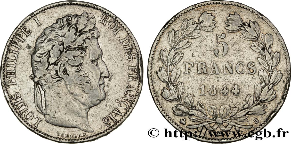 5 francs IIIe type Domard 1844 Rouen F.325/2 TB25 