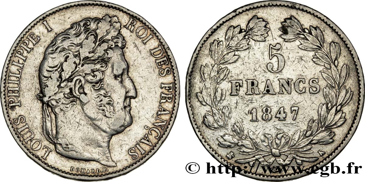 5 francs IIIe type Domard 1847 Bordeaux F.325/16 MBC40 